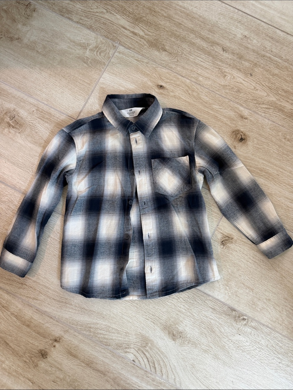 H&M Navy and White Plaid Button-Down Shirt